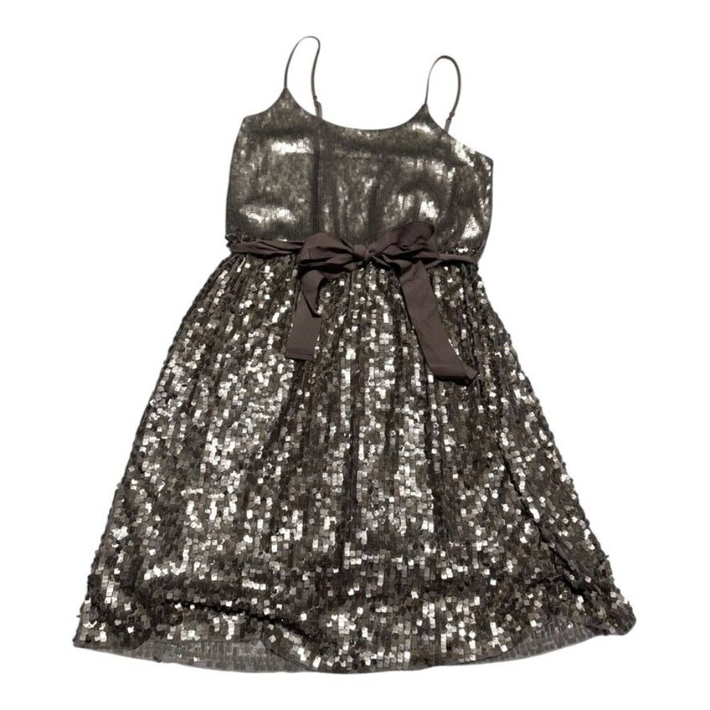 Express Sequined Party Dress Beige Size Small